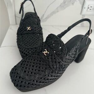 Black woven shoes